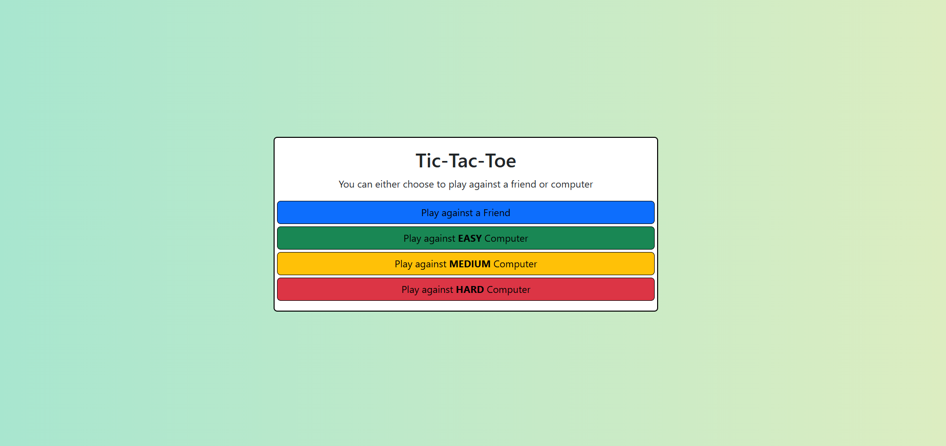 Tic Tac Toe Spel